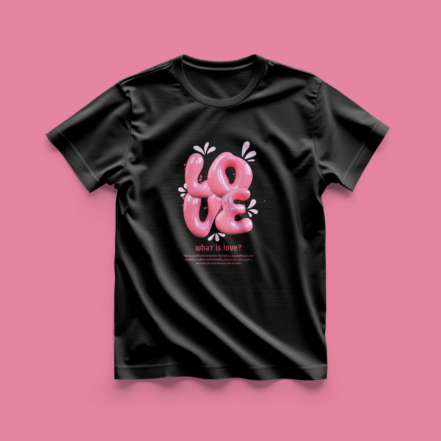 Unique 3d Love In Pink Colour Withe T-Shirt