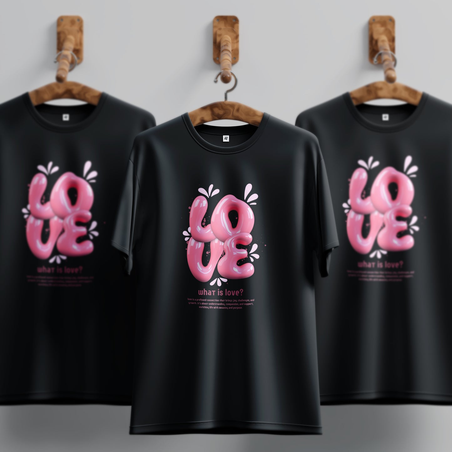 Unique 3d Love In Pink Colour Withe T-Shirt