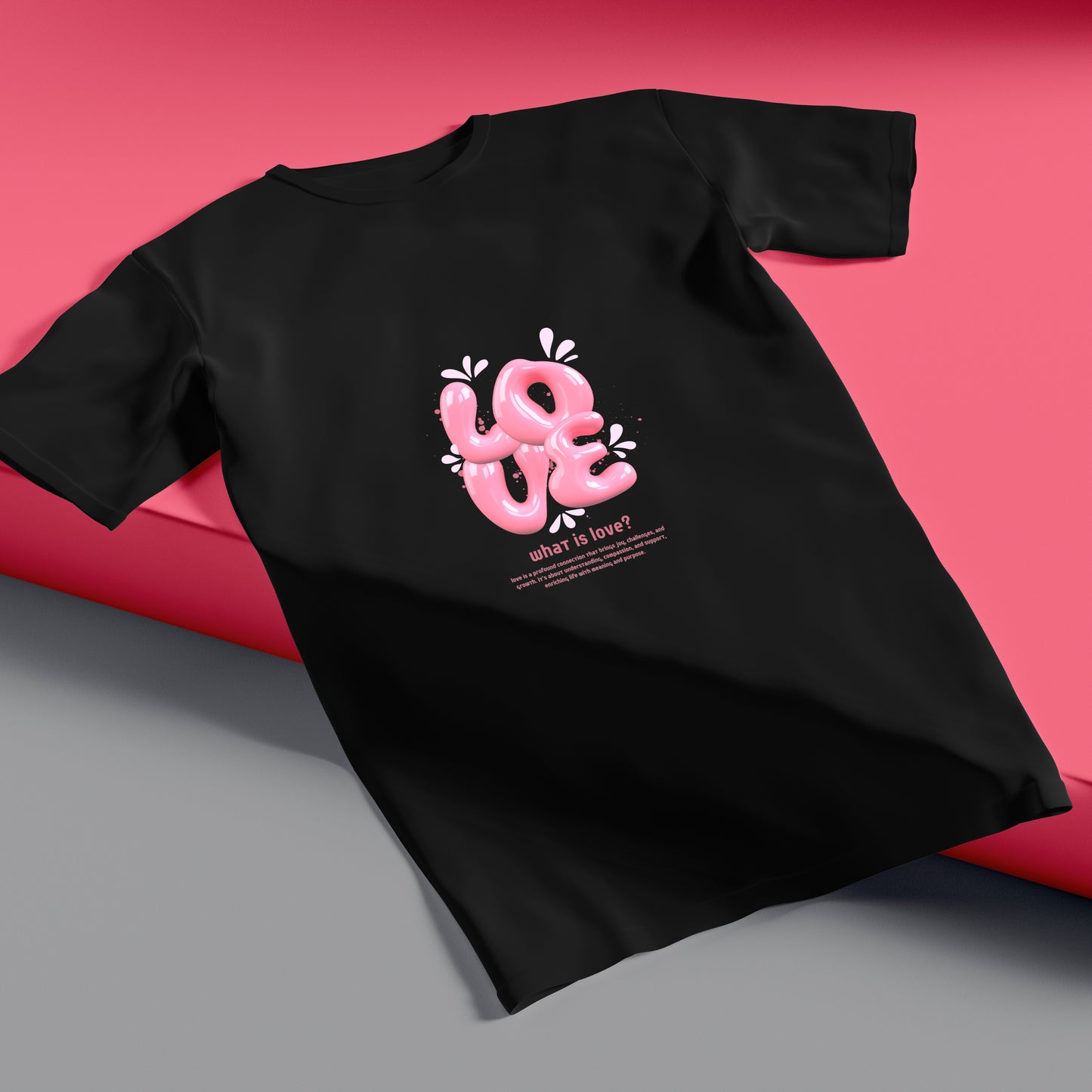Unique 3d Love In Pink Colour Withe T-Shirt