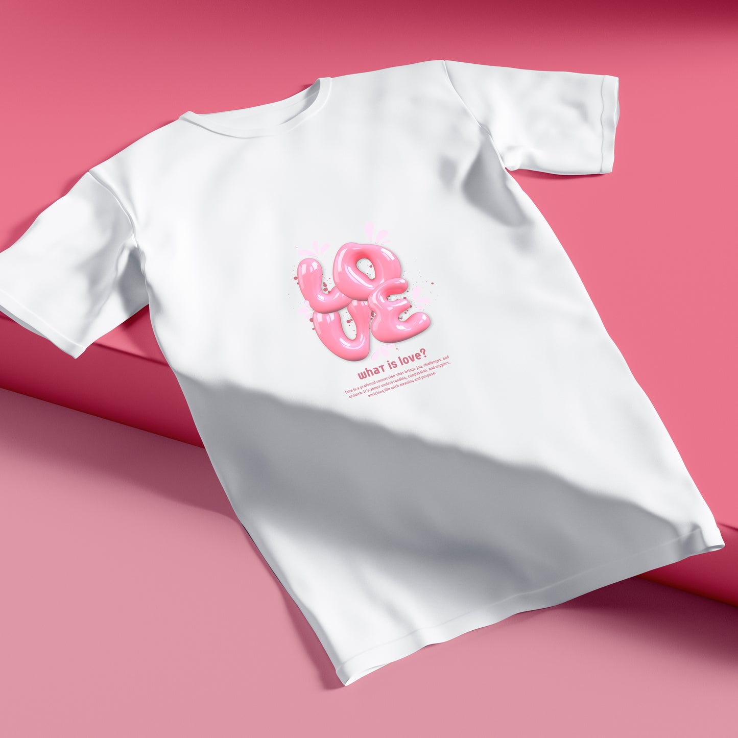 Unique 3d Love In Pink Colour Withe T-Shirt