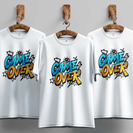 Unique Style Game Over Text Withe T-Shirt