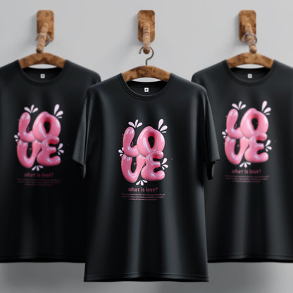 Unique 3d Love In Pink Colour Withe T-Shirt