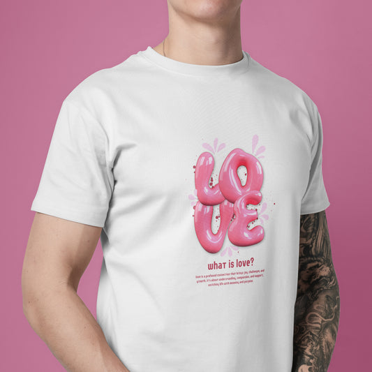 Unique 3d Love In Pink Colour Withe T-Shirt