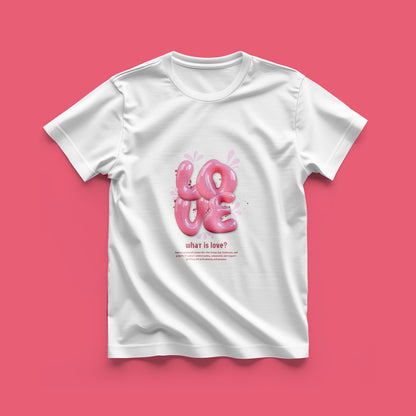 Unique 3d Love In Pink Colour Withe T-Shirt