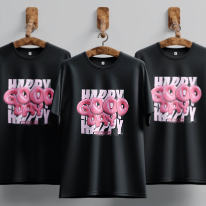 Unique 3d World Good Day In Pink Colour Withe T-Shirt