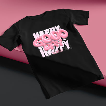 Unique 3d World Good Day In Pink Colour Withe T-Shirt