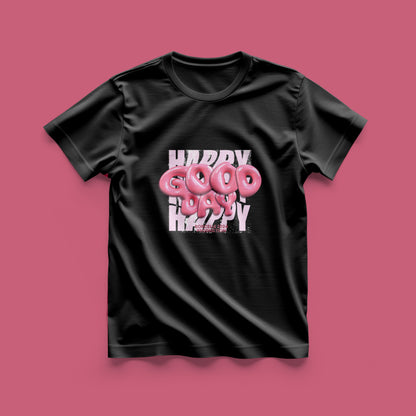 Unique 3d World Good Day In Pink Colour Withe T-Shirt